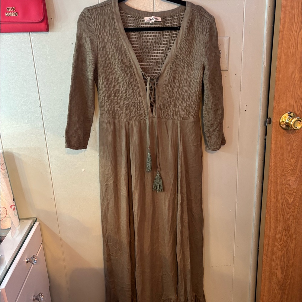 Listicle Olive Long Sleeve Dress